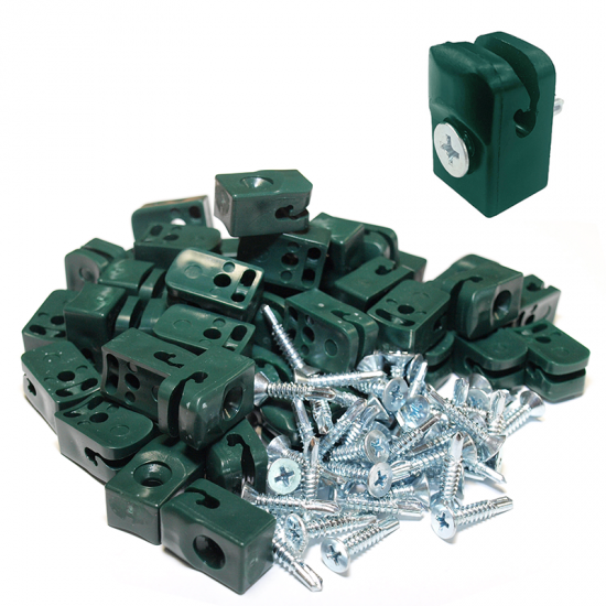 Plastmasas klipši stabiem + skrūve RAL6005 zaļš 50 GAB / PCS