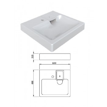 Izlietne virs veļasmašīnas WBX 101 60x60, COMPACTINO