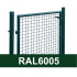 Vienviru vārti ar apaļajiem stabiem W1M RAL6005 zaļš H1.2 W1.0m