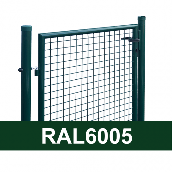 Vienviru vārti ar apaļajiem stabiem W1M RAL6005 zaļš H1.5 W1.0m