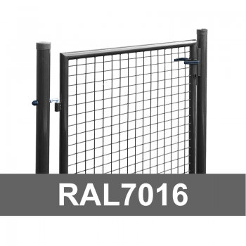 Vienviru vārti ar apaļajiem stabiem W1M RAL7016 pelēks H1.2 W1.0m