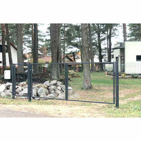 Kvadrātprofilu vārtu vērtnes W4M RAL7016 pelēks H1.2 W4.0m