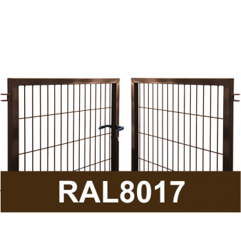 Kvadrātprofilu vārtu vērtnes W4M RAL8017 brūns H1.2 W4.0m