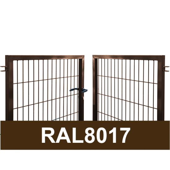 Kvadrātprofilu vārtu vērtnes W4M RAL8017 brūns H1.2 W4.0m