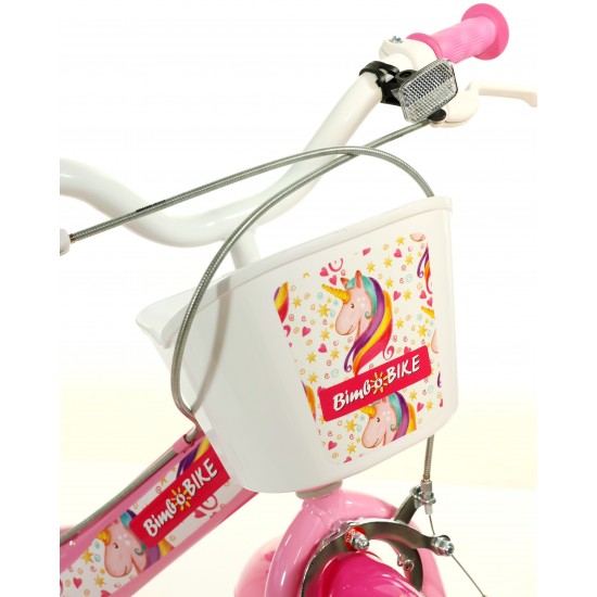 Bērnu velosipēds Bimbo Bike 16'' ''UNICORN STAR'', balts/ rozā