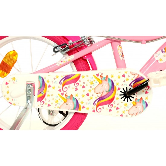 Bērnu velosipēds Bimbo Bike 16'' ''UNICORN STAR'', balts/ rozā