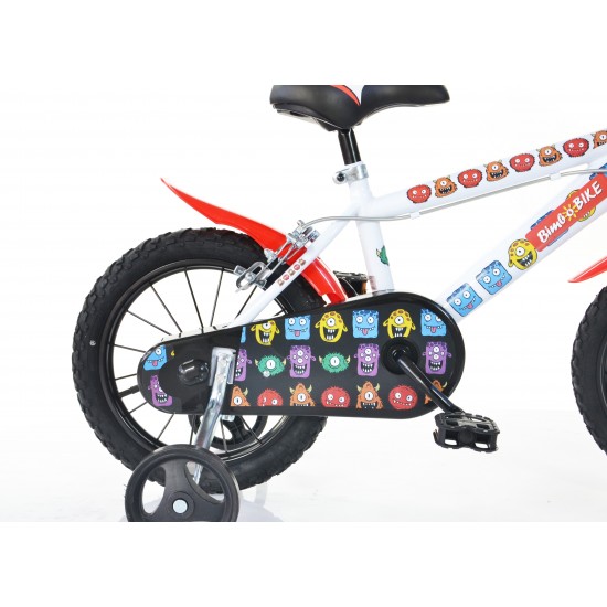 Bērnu velosipēds Bimbo Bike 14'' ''MONSTER'', melns/ sarkans/ balts