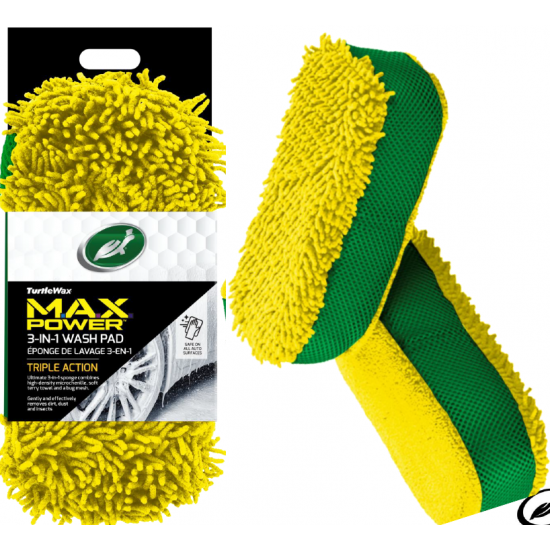 TURTLE WAX Max Pwer 3-In-1 Wash Pad trīs vienā tīrīšanas sūklis, 10 x 21 x 6cm