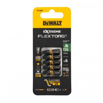FLEXTORQ skrūvgriežu uzgaļi T25 25 mm, DeWALT, 5 gab.