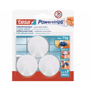 Tesa Powerstrips āķi mini, balti, apaļi, 3 gab