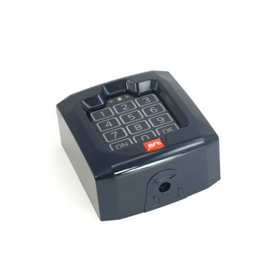 Pults BFT Q BO TOUCH radioKOD10. Bezvadu digitālais skārienpaliktnis, kas darbojas izmantojot 433 MHz ar nepārtraukti mainīgo kodu.