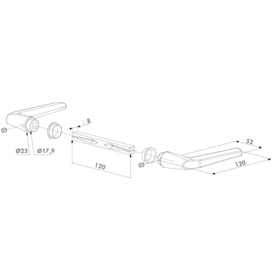 Rokturis pāris alumīnijā ievietošanas slēdzenēm - 3006M -H 120mm; 120mm