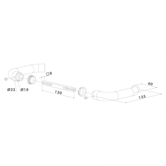 Melns anodēta alumīnija rokturu pāris ieliktņu slēdzenēm - 3006B-H ar 120 mm garu vārpstu ieliktņu slēdzenēm 120mm; 125mm