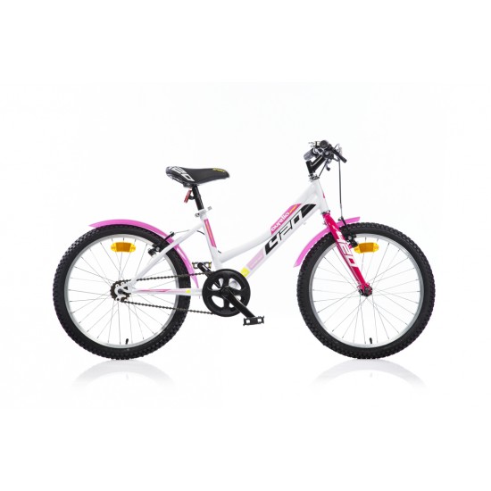Bērnu velosipēds 20'' ''420 SPORT'', balts/rozā, 6 ātrumi