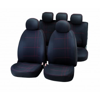 Auto sēdekļu pārvalku komplekts "EMBROIDERY", sarkans/melns