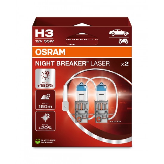 OSRAM NIGHT BREAKER LASER +150% H3 55W 12V PK22S 2 gb