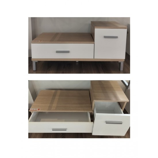 Skapītis ar atvilktnēm 90x15x30,gaišs, SQUARE