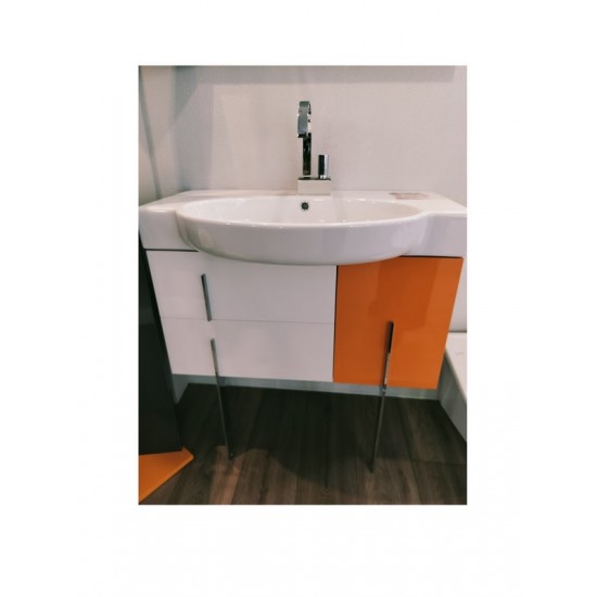 Skapītis ar izlietni, balts/oranžs, AREA 81x35