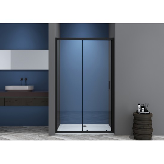 Dušas durvis VENTO Asti 120X195 cm, stikls 6mm Easy Clean caurspīdīgs, melns profils