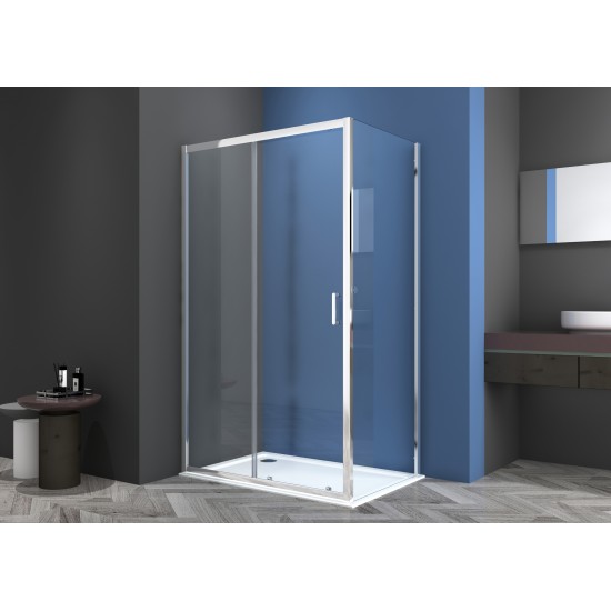 Dušas durvis VENTO Asti 100X195 cm, stikls 6mm Easy Clean caurspīdīgs, hromēts profils