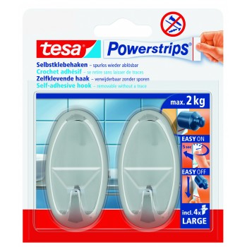 TESA Powerstrips āķi Large Oval hromēti 2gb
