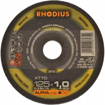Disks metālam, XT70, 125x1,0x22,23 mm, RHODIUS