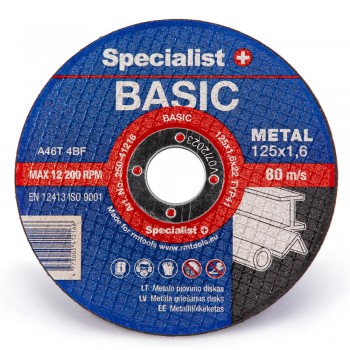 SPECIALIST+ metāla griešanas disks BASIC, 125 x 1.6 x 22 mm