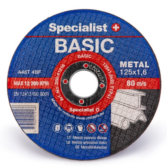 SPECIALIST+ metāla griešanas disks BASIC, 125 x 1.6 x 22 mm