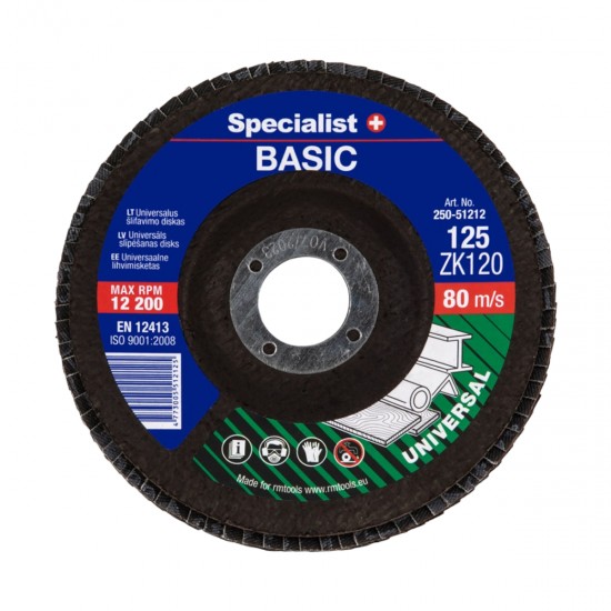 SPECIALIST+ vēdekļveida slīpēšanas disks BASIC ZK120, 125 mm
