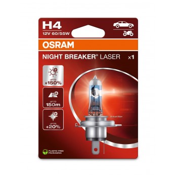 OSRAM NIGHT BREAKER LASER +150% H4 60/55W 12V P43T