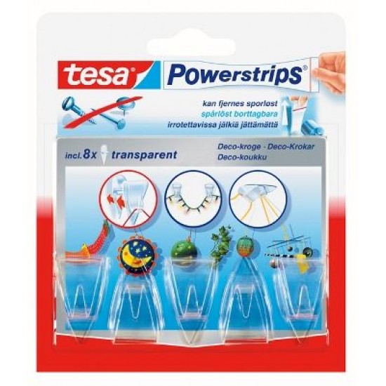 TESA Powerstrips caurspīdīgi dekoratīvie āķi 5gb