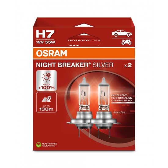 OSRAM NIGHT BREAKER SILVER +100% H7  55W 12V PX26D 2 gb