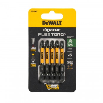 FLEXTORQ skrūvgriežu uzgaļi T25 57 mm, DeWALT, 5 gab.