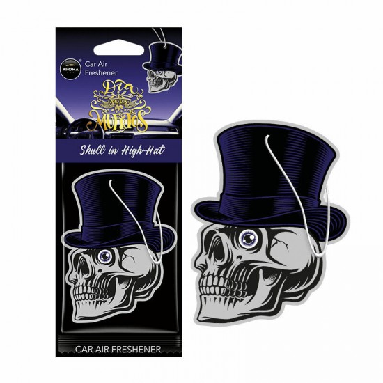 Aroma Car gaisa atsvaidzinātājs Dia de los Muertos Skull in a high hat