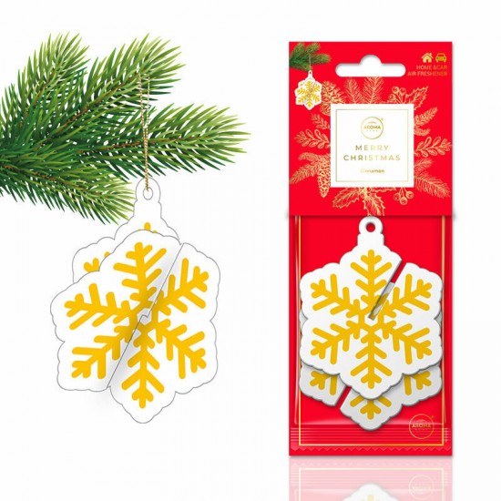 Aroma Car gaisa atsv. Xmass 3D Snowflake Gold Cinnamon