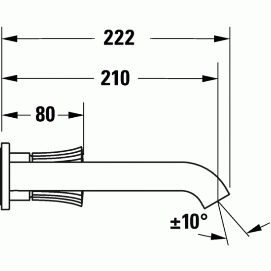 Iebūvējamā izlietnes maisītāja White Tulip virsapmetuma daļa, 2 caurumu, iztece 225 mm, no sienas, h