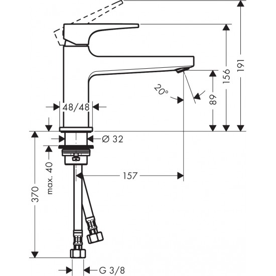 Izlietnes maisītājs Metropol 100, iztece 157 mm, ar push-open, hroms  Hansgrohe