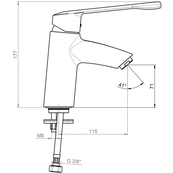 Izlietnes maisītājs Deep, Medical rokturis, h=158 mm, iztece 115 mm, hroms