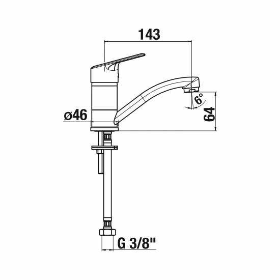 Virtuves izlietnes maisītājs Talas Trendy, zema iztece 143 mm, hroms