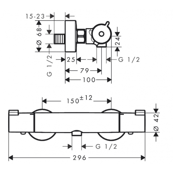 Dušas termostats Ecostat 1001 CL, hroms