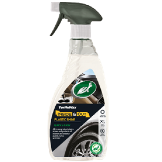 TURTLE WAX Inside & Out Plastic Shine plastmasas tīrīšanas līdzeklis, 500ml