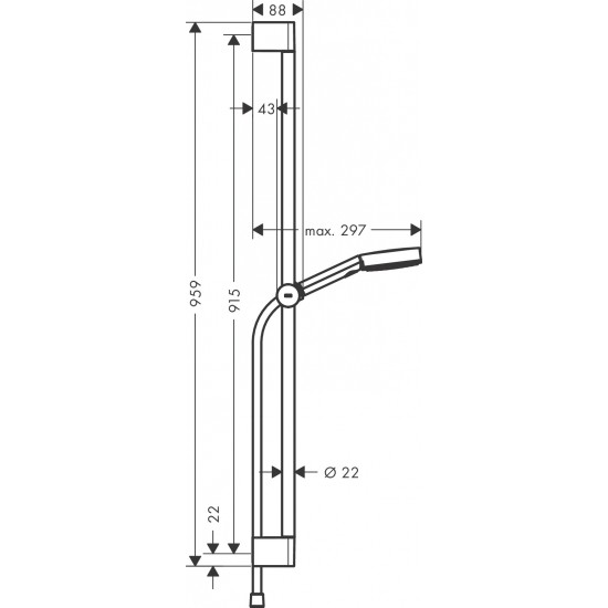 Rokas dušas komplekts Pulsify Select 105 3jet Relaxation, 900 mm, hroms