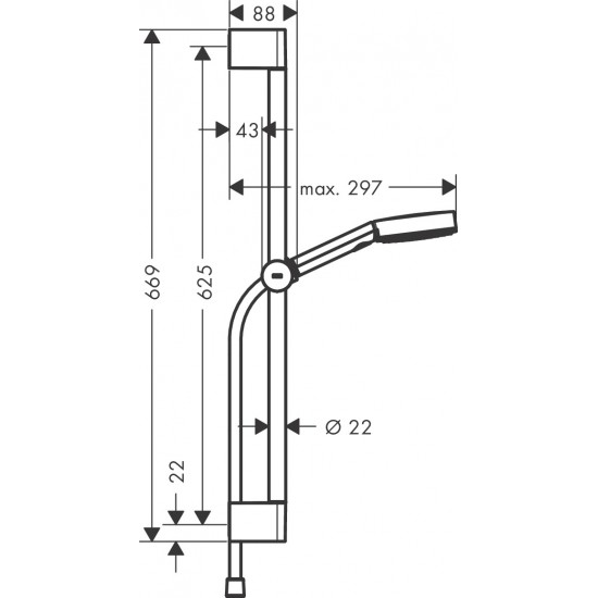 Rokas dušas komplekts Pulsify Select 105 3jet Relaxation, 650 mm, hroms