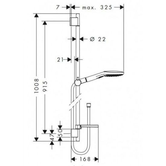 Rokas dušas komplekts Raindance Select E 120 3jet Unica`S Puro, 900 mm, balts/hroms