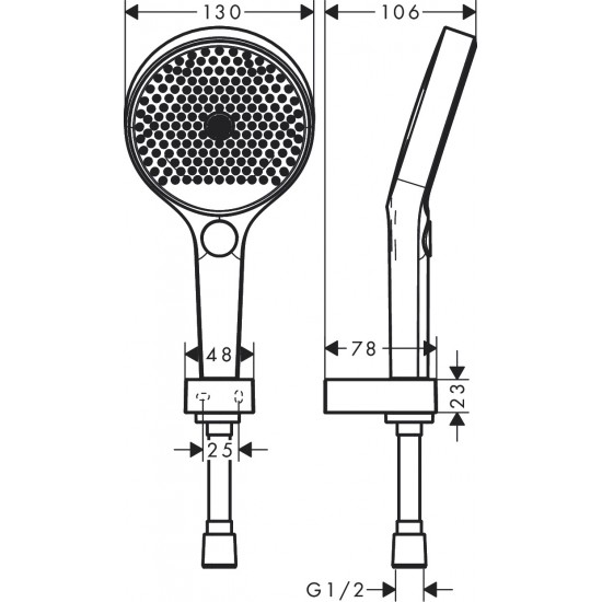 Rokas dušas komplekts Rainfinity 130 3jet, 1250 mm dušas vads, matēts balts