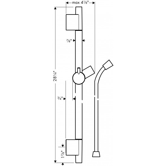 Dušas stienis Unica`S Puro 650 ar vadu Isiflex 1600 mm, matēts melns