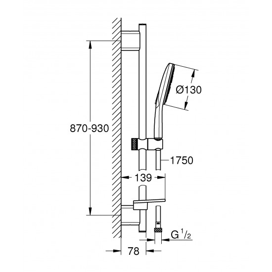 Dušas komplekts Rainshower Smartactive 130 III, 900 mm, hroms