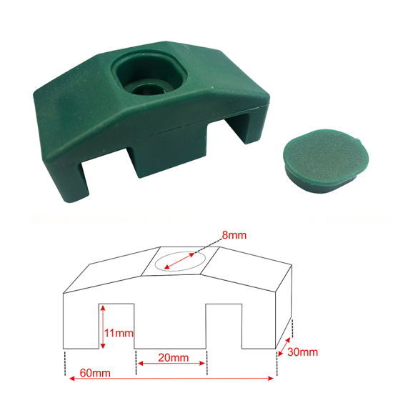 2D 8/6/8 paneļa stiprinājums 60*30/Ø8 RAL6005 1 GB