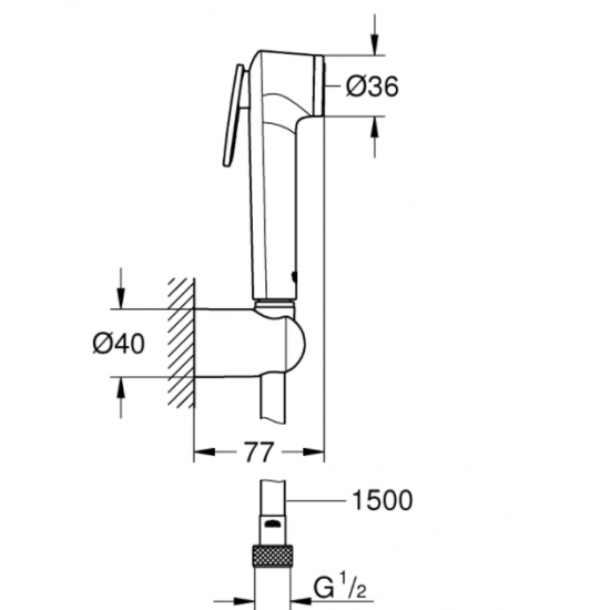 Bidettas komplekts Trigger Spray 30 I, ar vadu 1500 mm, hroms