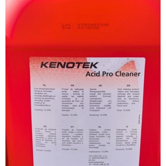 KENOTEK Acid Pro Cleaner skābi saturošs tīrīšanas līdzeklis, 20L